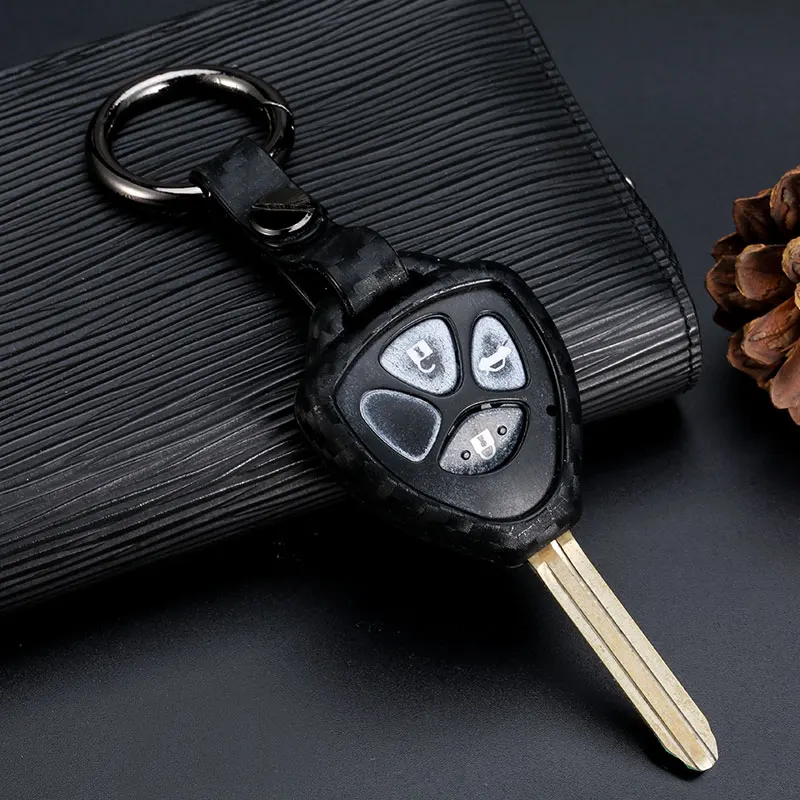 Новинка 2019 чехол для ключей из углеродного волокна с силикагелем Toyota Corolla HiluxYarisRav4