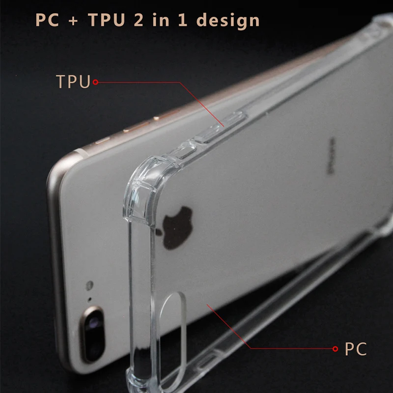 Ударопрочный прозрачный силиконовый чехол-бампер для телефона iPhone 11 pro max XR 7 XS MAX X