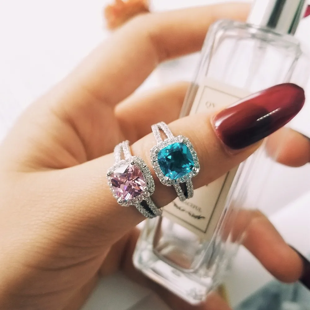 Модное обручальное кольцо для женщин, розовое, голубое, модное кольцо на палец, дизайн, ювелирные изделия R1507