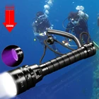 Профессиональный подводный фонарик для дайвинга 5UV, 220 м, ффонарь для подводного плавания с аквалангом 18650 нм для дайвинга, для использования на открытом воздухе, для кемпинга, с зарядкой от USB,