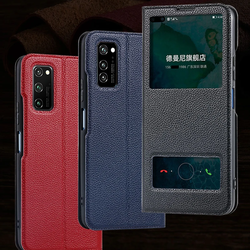 6 цветов для huawei Honor View 30 Pro чехол из натуральной воловьей кожи телефона с откидной