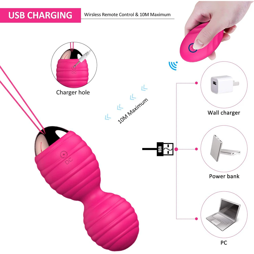 

12 Adjustable Speeds Vibrating Bullet Massager Jump Eggs with Remote Control Wearable Panties USB Rechargeable Massage Balls