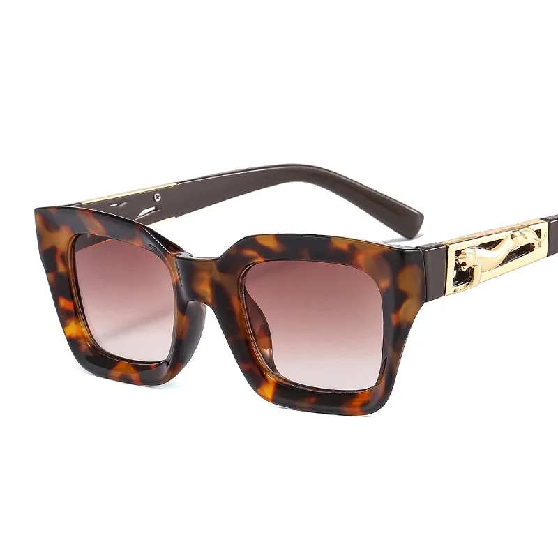 

Новинка 2021, модные солнцезащитные очки «кошачий глаз» для женщин и мужчин, градиентные линзы, металлическая оправа с леопардовым принтом, б...