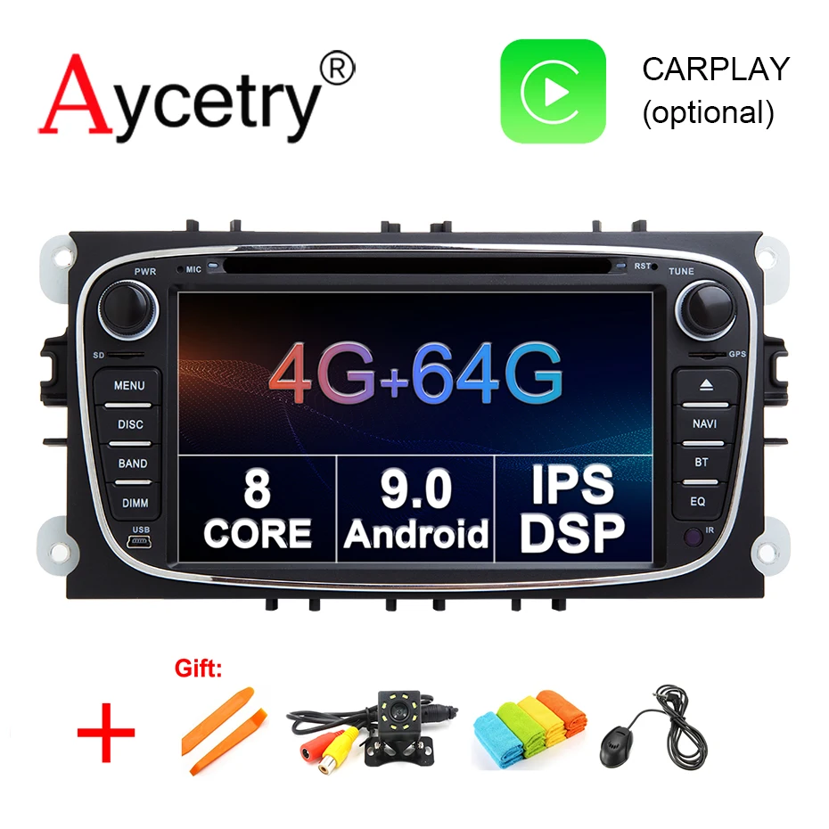DSP 4G 64G 8 ядерный для FORD/Focus/S-MAX/Mondeo/C-MAX/Galaxy 2 Din Android 9,0 автомобильный dvd-плеер gps навигация Радио Аудио obd2 dvr