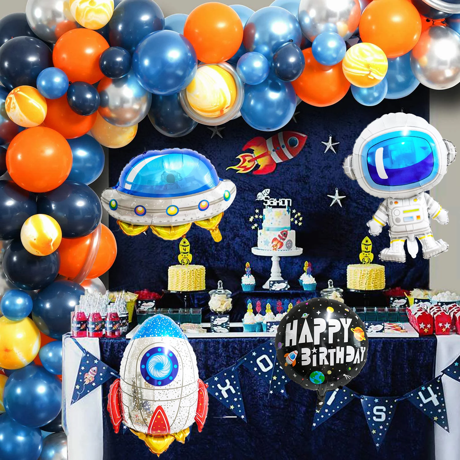 

83pcs Universe Outer Space Astronaut Rocket Galaxy Theme Latex Foil Balloons Garland Arch Kit Boy Birthday Party Decorations