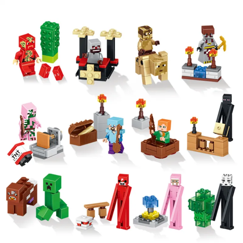 001 Новое поступление, 4 шт.,, Enderman Bricks My World, фигурка Стива, строительные блоки, животные, Mooshroom, детская игрушка - Цвет: 001