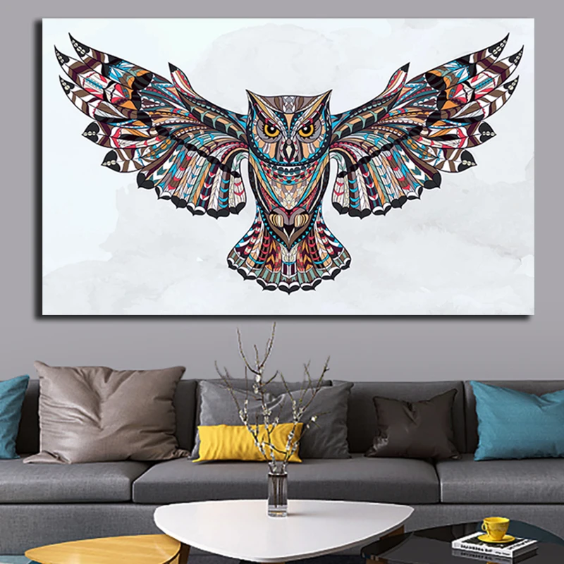 Картина маслом с изображением совы на холсте Настенная картина постеры для