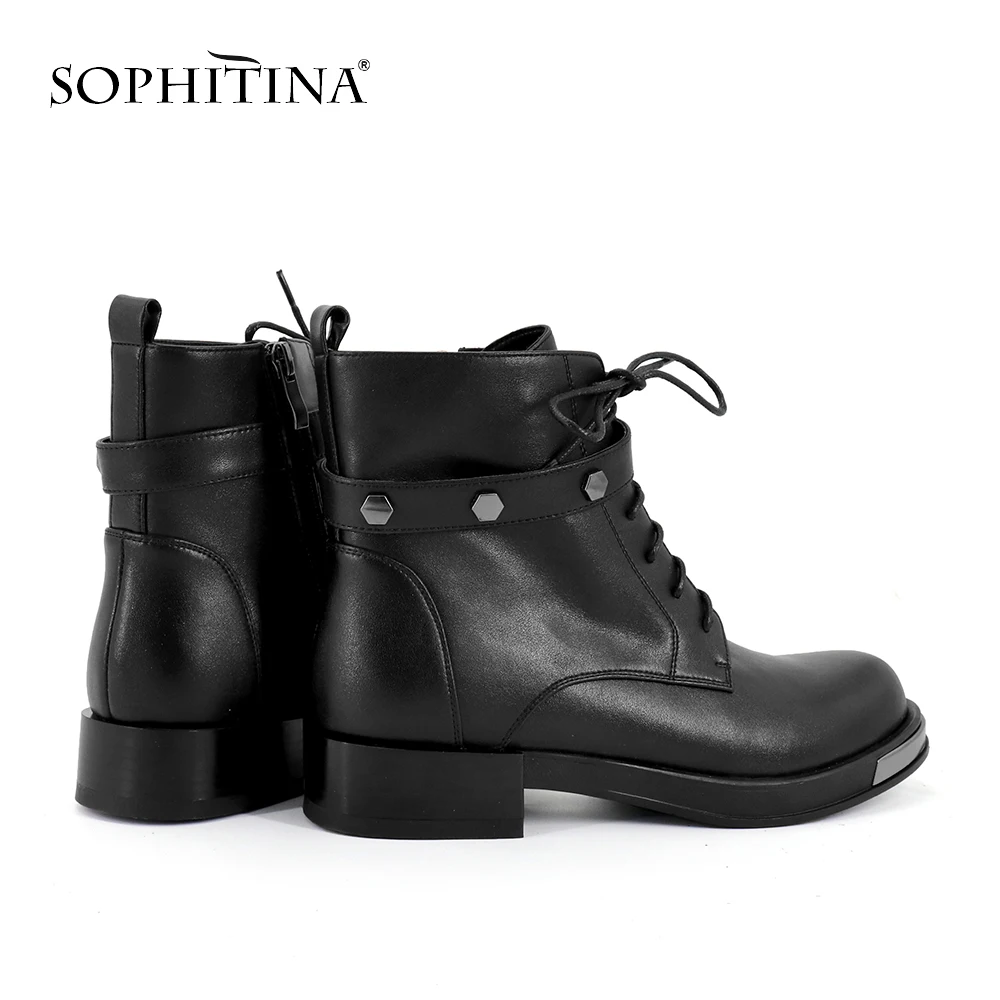 SOPHITINA/модные ботинки с металлическими украшениями; новая обувь из высококачественной натуральной кожи с круглым носком; Лидер продаж; ботильоны ручной работы; SC257