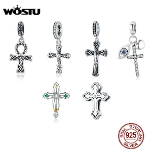 Подвеска-крест из серебра 100% пробы с фианитами