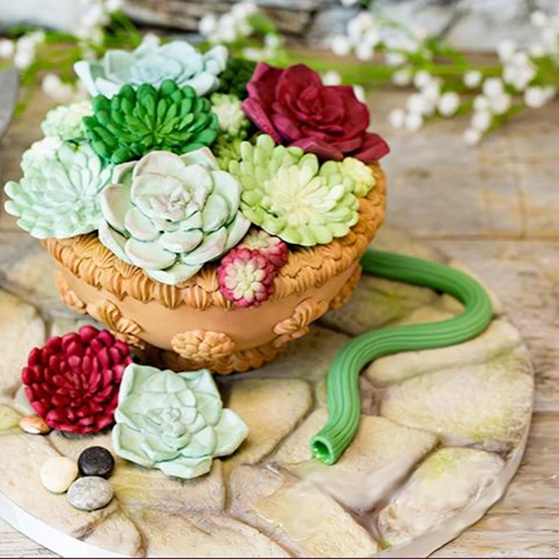 Силиконовая Форма Sugarcraft в виде цветка суккулента шоколадные конфеты торты