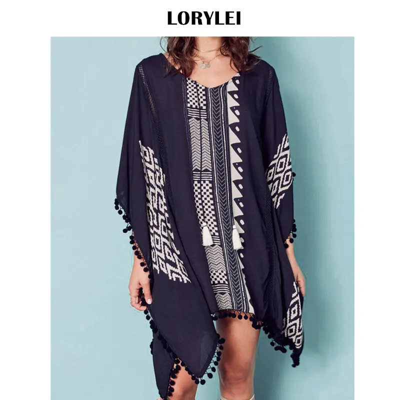 Женское пляжное платье большого размера выше колена с рукавами летучая мышь и