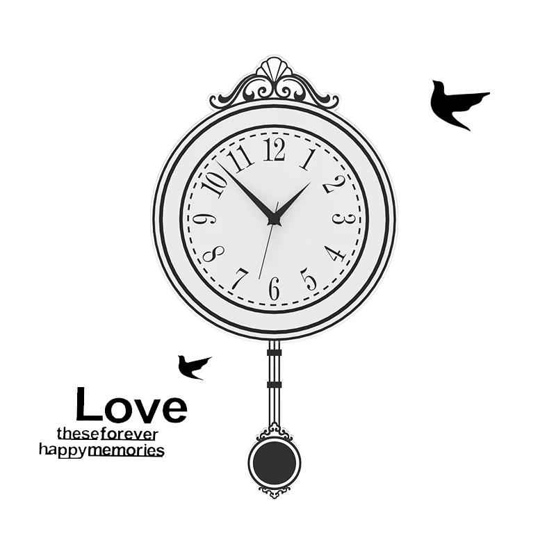 WhiteWallSticker Винтажные бесшумные настенные часы с маятником, современный дизайн, европейский стиль, 3D качели, Подвесные часы, классические декоративные часы для гостиной, дома - Цвет: WhiteWallSticker