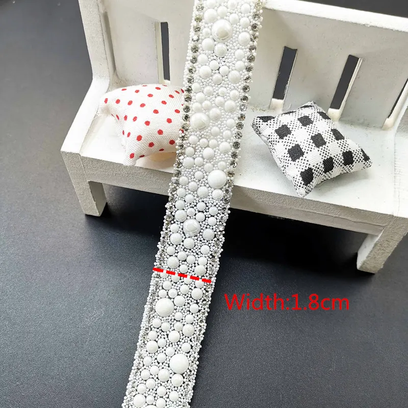 pearl 1.8cm Много цветов Стразы, Кристалл Серебряные стразы отделка ожерелье со стразами лента из страз ming самодельная цепочка - Цвет: pearl 1.8cm