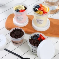 10pcs net red ice cream jar yogurt pudding dessert cup 100ml180ml300ml500ml frosted transparent box cake pastry cup with lid