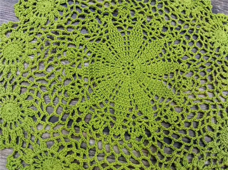 Круглая винтажная зеленая хлопковая скатерть 40 см с 3D цветами вязаная крючком