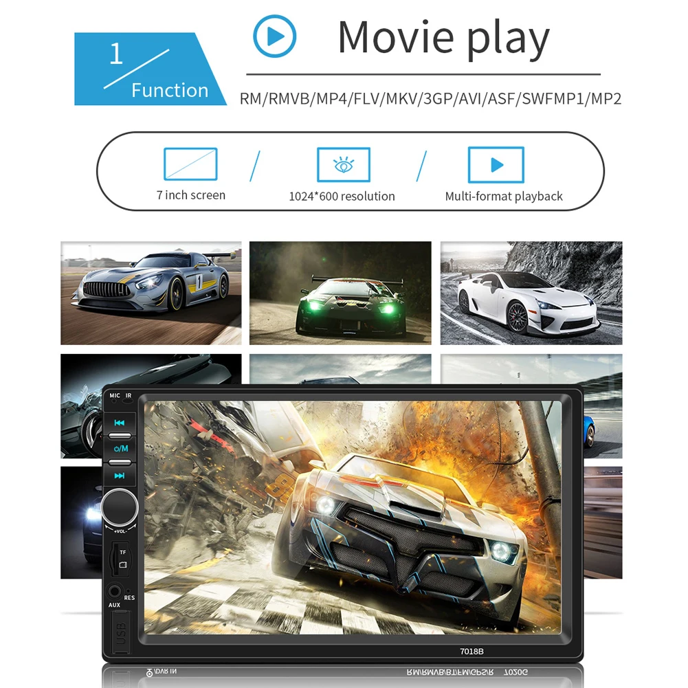 7 дюймов Bluetooth V2.0 двойной 7018B 2 DIN автомобильный FM стерео радио MP5 плеер сенсорный