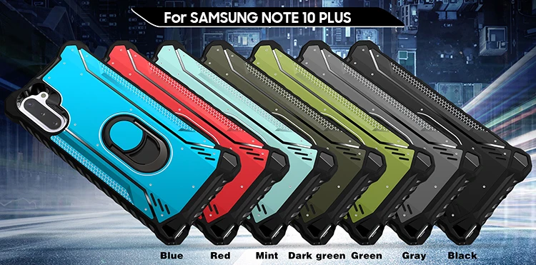 Бронированный чехол для samsung Note 10 Plus, металлическое покрытие, ТПУ, магнитный автомобильный держатель, крепление на кольцо, задняя крышка для Galaxy Note 10 Plus, A70 чехол