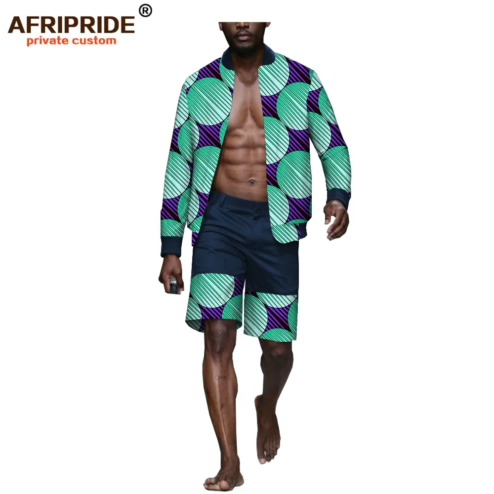 AFRIPRIDE, Африканский летний мужской повседневный костюм, гавайская рубашка с коротким рукавом+ короткие штаны, Дашики, принт, vestidos A1916001 - Цвет: 340X-14
