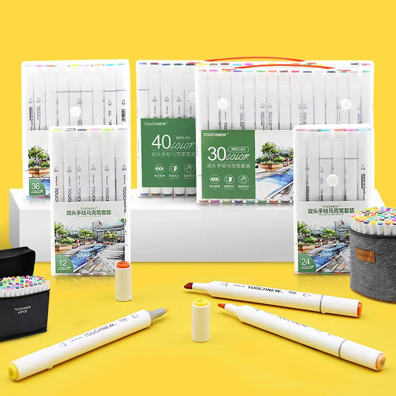 

Touchnew permanent markers Alcohol markers double brush tips professional design marker set art 30/40/60/80/168 colours