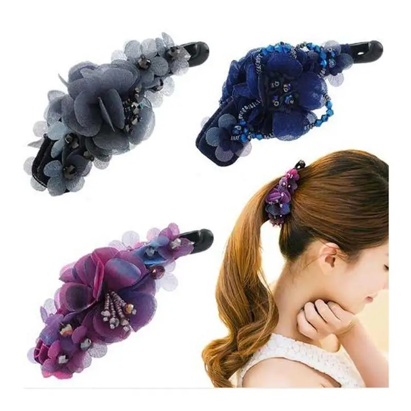 1 шт. тканевая заколка для волос в форме банана с бусинами конского хвоста заколки