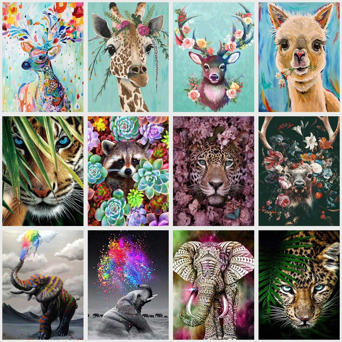 

5D алмазная живопись «сделай сам», животное, белый тигр, слон, полная Алмазная вышивка, мозаика, Набор для вышивки крестиком, 3D живопись, рожде...