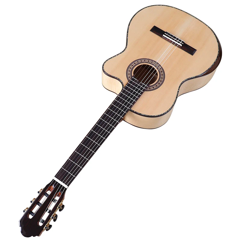 39 Inch High Grade Classic Guitar Flame Maple Cutway Classical Guitar with Radian Corner Spruce Solid Wood Top with EQ Guitar