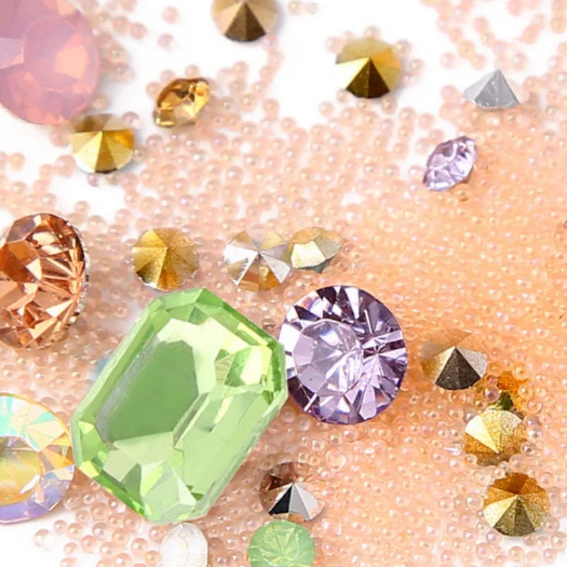 Набор инструментов для дизайна ногтей прозрачные Пришивные АВ Стразы точечные