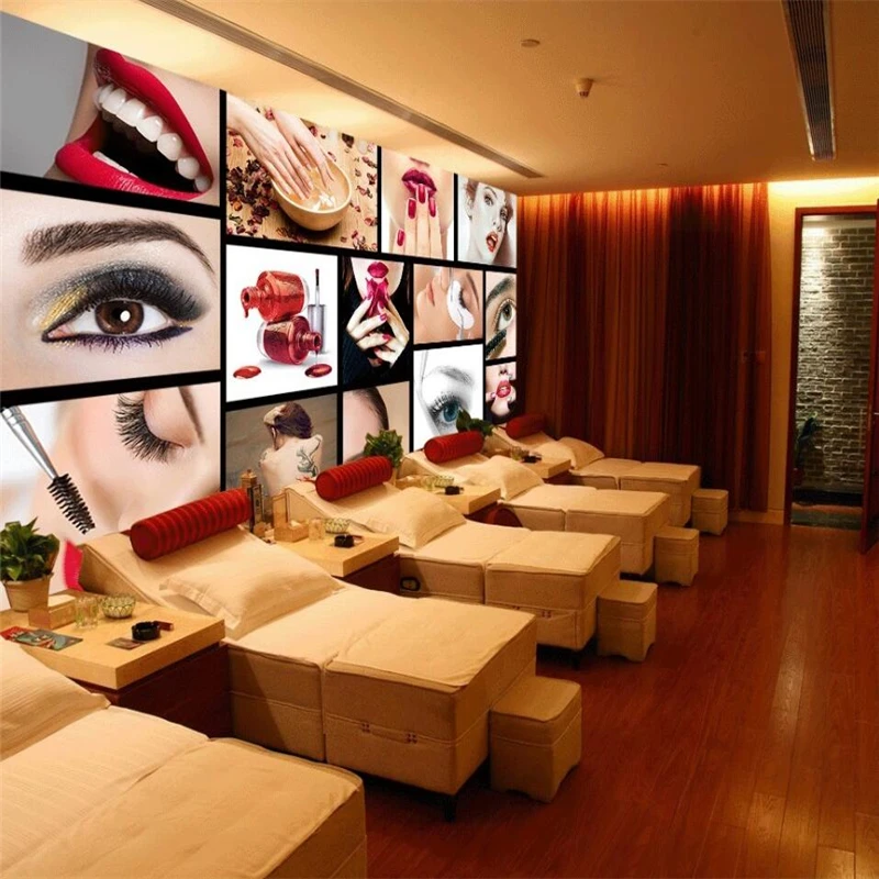 wellyu Custom wallpaper 3d European and American fashion semi-permanent facial eyebrows nails beauty salon background | Обустройство