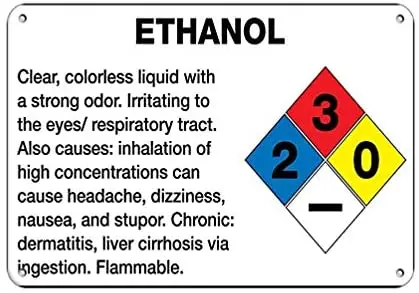 

Warning Sign Ethanol Irritating to Eyes/Respiratory Tract Hazard Labels Road Sign Business Sign Aluminum Metal Tin Sign Z0573