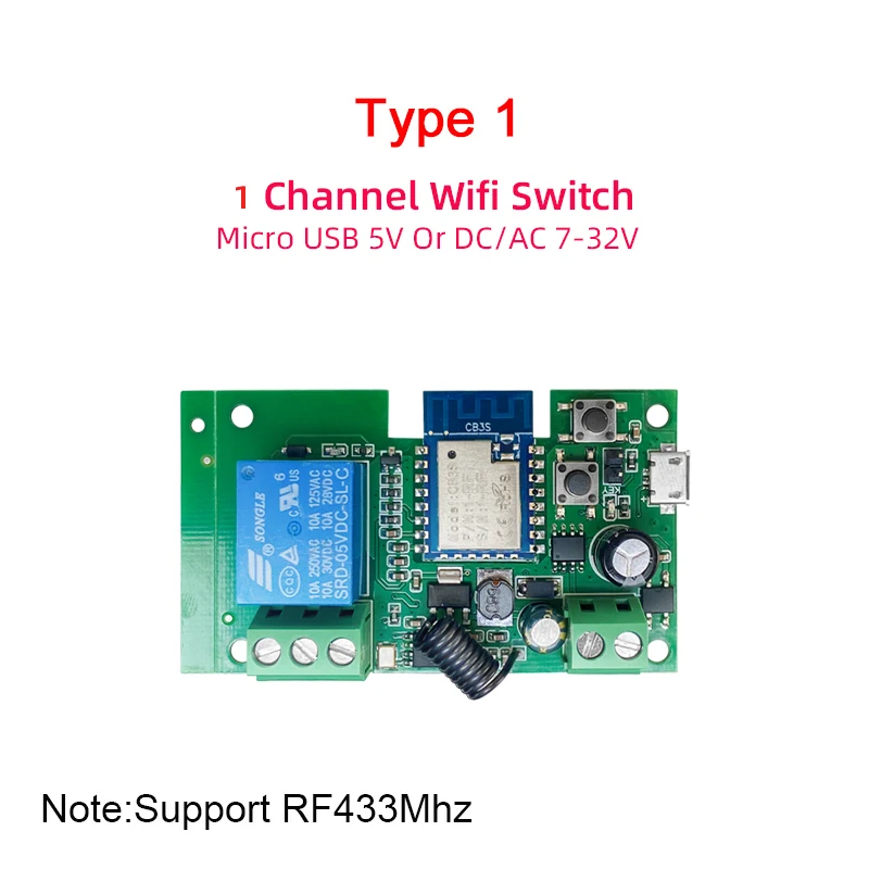 

Tuya Smart WIFI 1CH 2CH Gate Electric Door Access Motor Lock Switch, DC 12V 24V 32V, 1 2-канальный импульсный релейный модуль, RF433 Remote