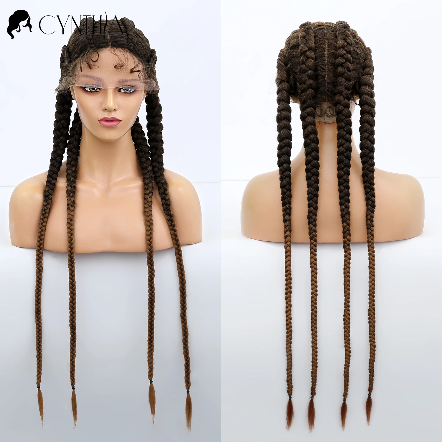 

NEW Braided Lace Front Wig Synthetic Wigs For Black Women 36 Inch 4 Long Box Braid Wig With Baby Hair 360 Lace Frontal Perruque