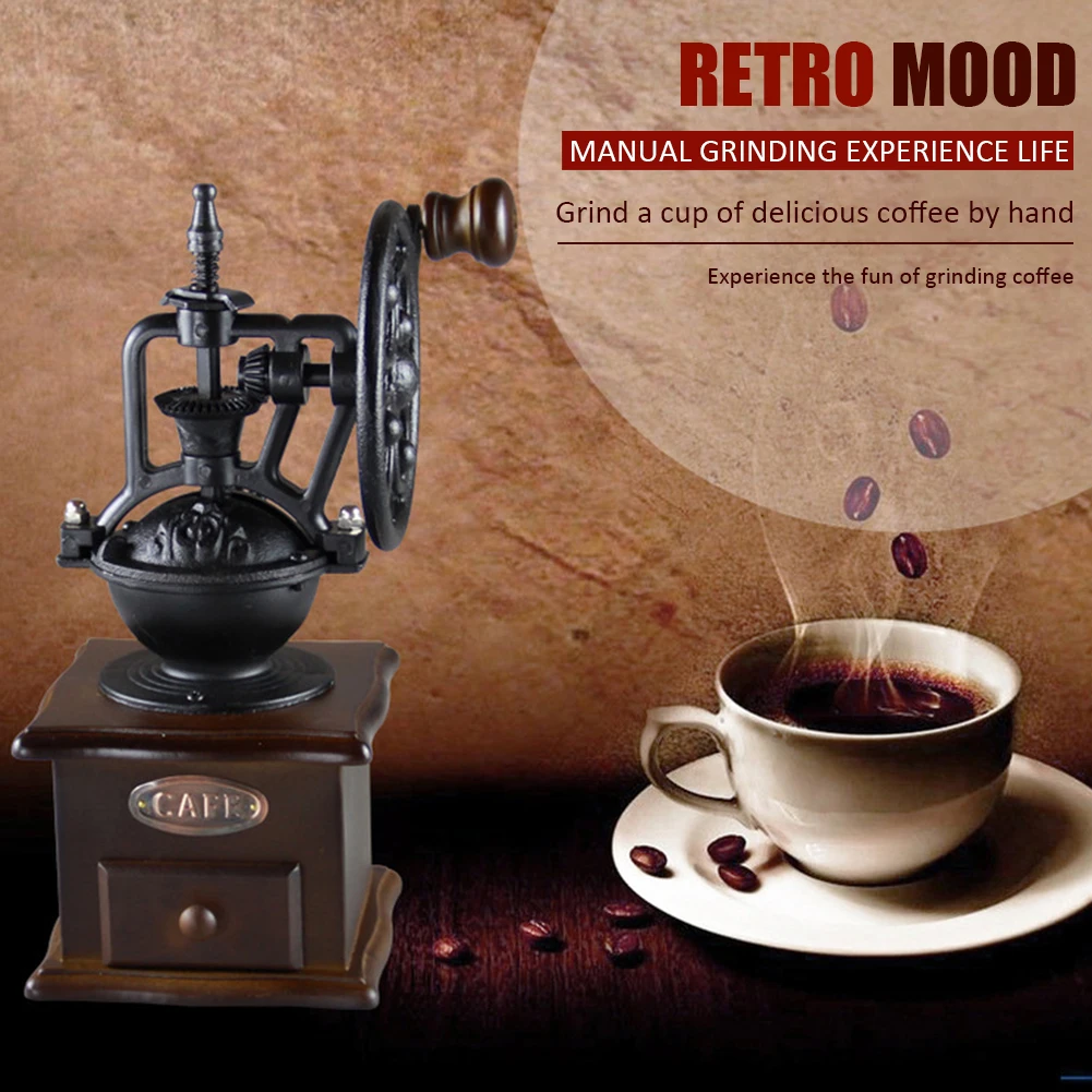 

Ручная кофемолка в стиле ретро, чугунная Регулируемая мельница для кофейных зерен ручной работы, кухонный инструмент, аксессуары для кофе, ...