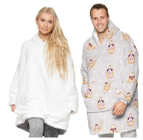 

Spring and winter digital printing blankets, warm and wearable blankets plus velvet soft home clothes