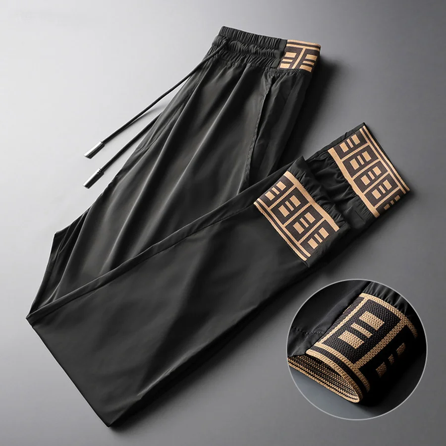 Роскошные мужские брюки Jogger новые Брендовые спортивные с завязками повседневные