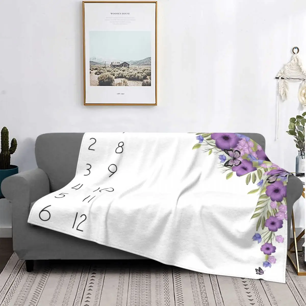 

Milestone Record Growth Baby Blankets Fleece Printed Baby Infant Photography Warm Throw Blanket for Sofa Couch Bedding Throws