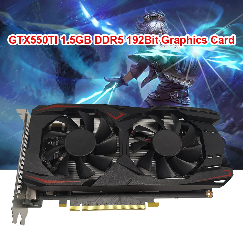 Игровая видеокарта GTX550TI DDR5 1 5 ГБ бит с двумя вентиляторами охлаждения совместима