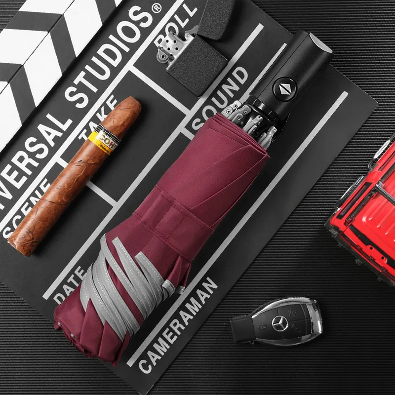 Автоматический складной зонт для автомобиля светоотражающий Зонт с полосками и