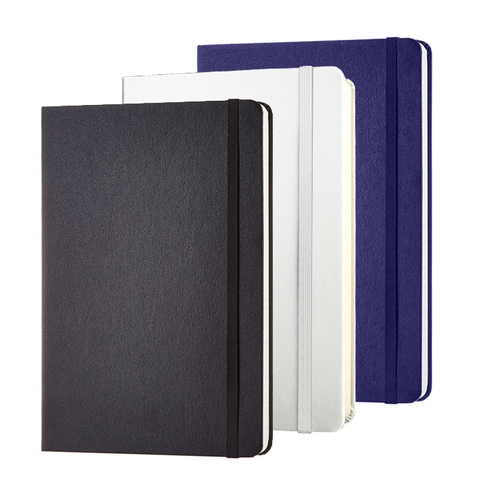 Factory Price Classic A5 Hardcover 192 Pages 80gsm Ivory Paper Lined Journal Notebook With Elastic Strap And Expandable Pocket |