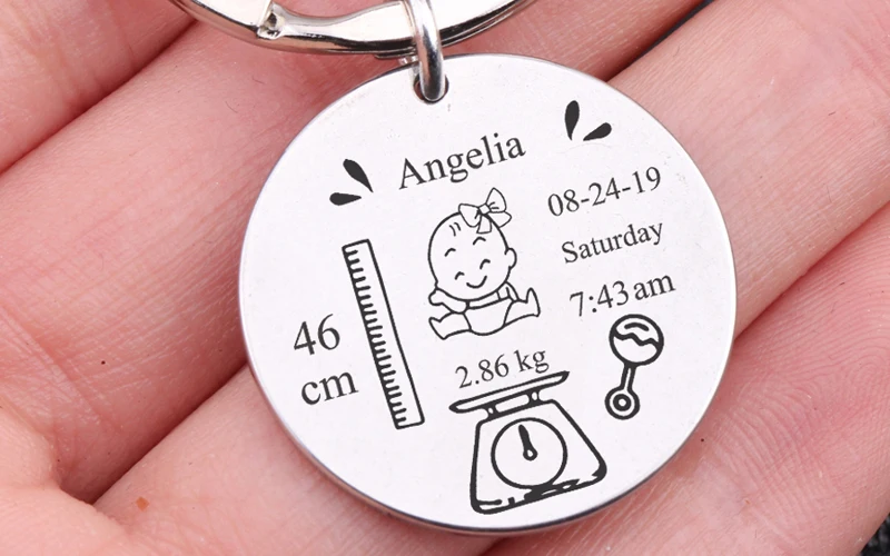 FLYANGEL детский брелок на заказ, новые детские данные, модная сумка, очаровательные ювелирные изделия, новые подарки для отца и матери