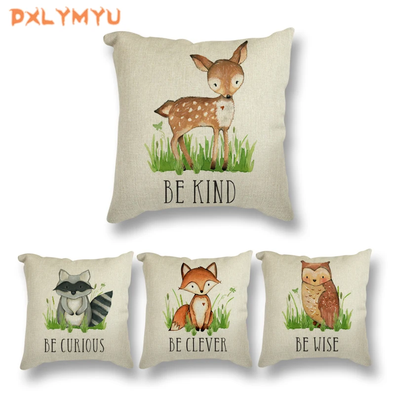 Новинка чехол для подушки с принтом лисы и лося животными дивана автомобильная