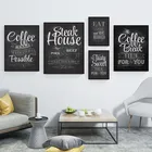 Винтажная печать с цитатами кофе, настенный художественный Ретро плакат, Декор, вкусный стек, Художественная Картина на холсте, настенные картины для кафе HD0039