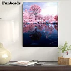 Набор для алмазной вышивки, 5D алмазная живопись с изображением розового дерева, пейзаж, мозаика, Набор для вышивки крестиком, домашний декор 2021 FF4003