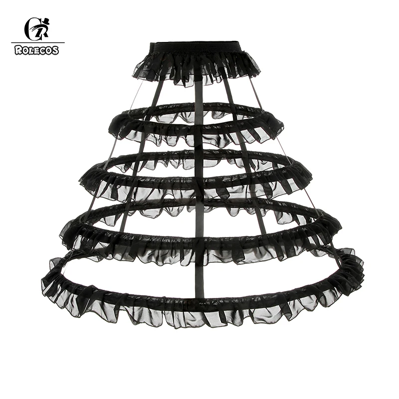 ROLECOS 4 обруч Женский Косплей Черный Лолита клетка Пышная юбка викторианская суета