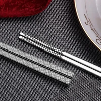 304 stainless steel chopsticks geometric pattern 510 pairs of anti skid and anti scalding household hotel square chopsticks