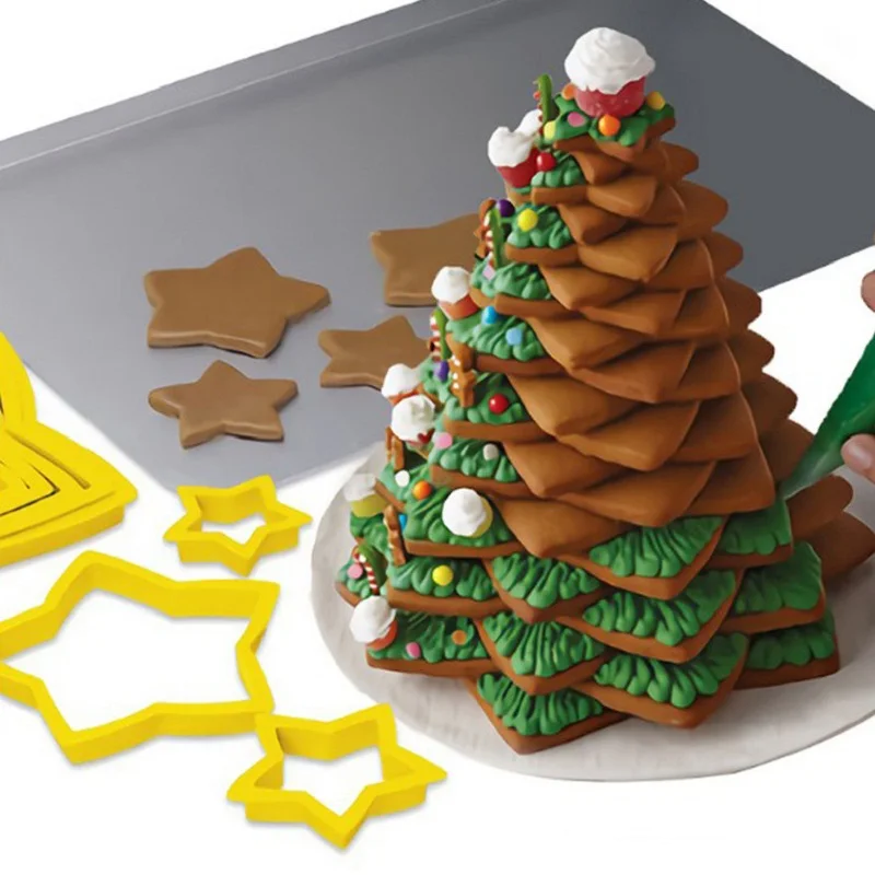 6 шт. в форме рождественской звезды форма для печенья пластиковая Рождественская