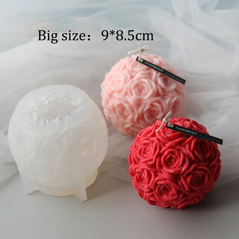 

3D Rose Flower Aromatherapy Candle Mold Round Cylinder DIY Daisy Wax Candle Making Silicone Molds