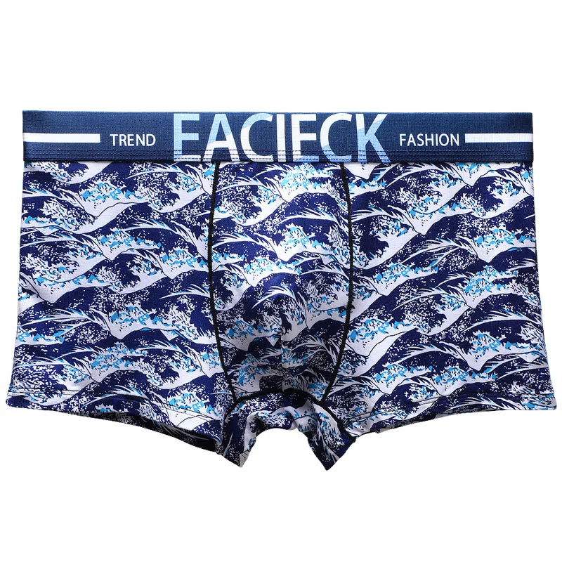 

4pcs/Men's Boxer Shorts, High Quality Branded Underwear, Printed Cotton Underwear, Large Size Ice Silk Boxed Boxer Shorts