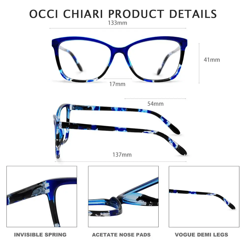 OCCI CHIAR Мультифокальные очки для чтения с голубым лучем женские очки с диоптриями модные очки для чтения+ 1,0+ 1,5+ 2,0+ 2,5+ 3,0+ 3,5