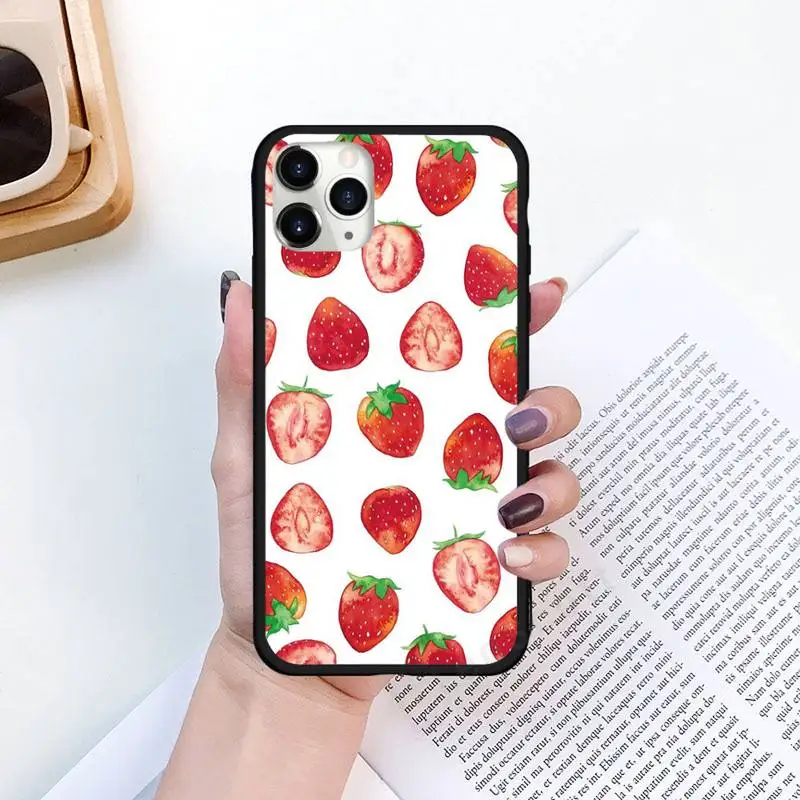 

Pink Cherries Cherry Strawberry Phone Case for iPhone 11 12 pro XS MAX 8 7 6 6S Plus X 5S SE 2020 XR Luxury brand shell funda