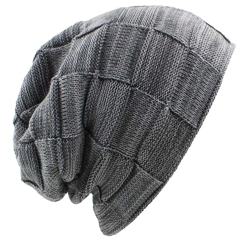 HT077GRY LOVINGSHA, одноцветные дизайнерские облегающие шапки, зимние шапки для мужчин и женщин, шапочки, Мужские Теплые Мешковатые вязаные зимние шапки из искусственного меха - Цвет: HT077GRY